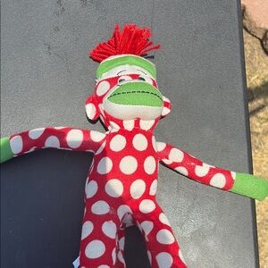 Red and White Polka Dot Sock Monkey